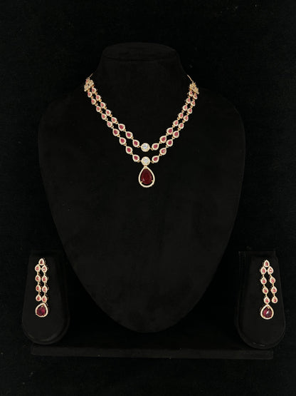 Ruby Teardrop Necklace Set